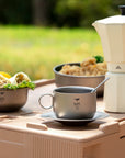 KEITH Titanium Ti3601 Double-Wall Coffee Cup with Saucer and