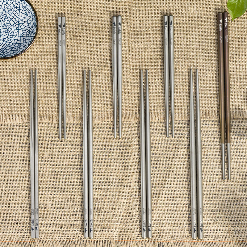 KEITh Titanium Ti5634 Portable Solid Square Handle Chopsticks