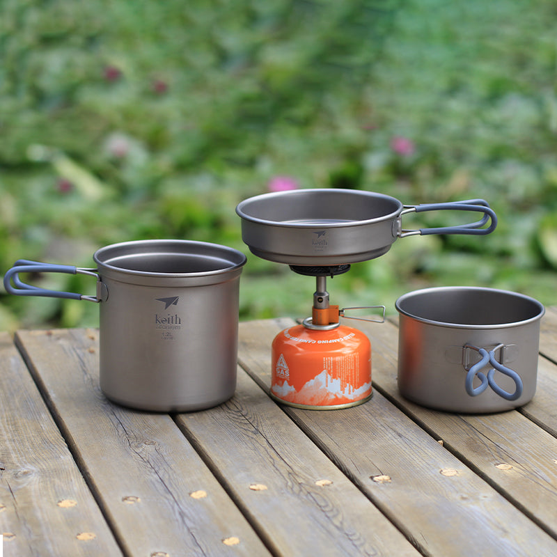 KEITH Titanium Ti6014 3-Piece Pot and Pan Cook Set - 2400ml