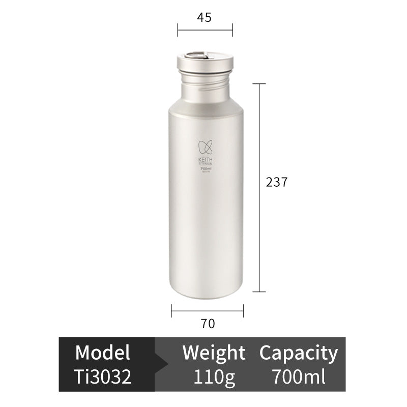 Keith Titanium Ti3030 Plastic-Free Sport Bottle -13.5 fl oz