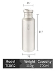 KEITH Titanium Ti3032 Plastic-Free Sport Bottle - 23.6 fl oz