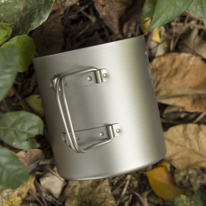 KEITH Titanium Ti3351 Double-Wall Mug with Folding Handle and Lid - 7.4 fl oz