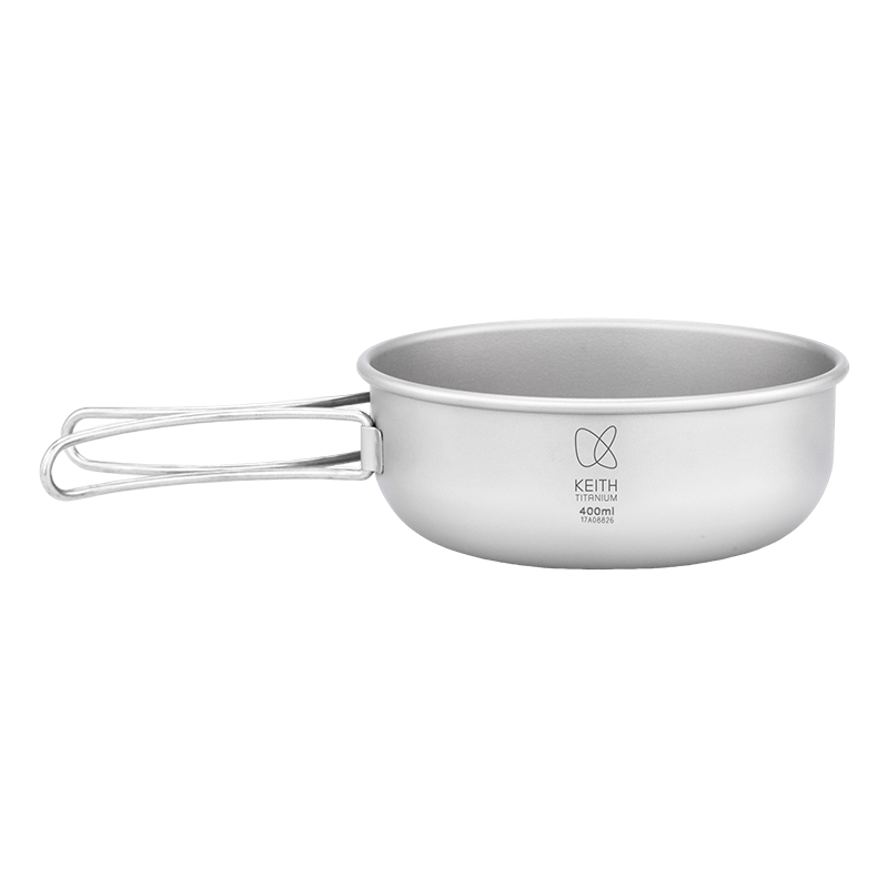 KEITH Titanium Ti5324 Single-Wall Bowl with Folding Handle - 13.5 fl oz