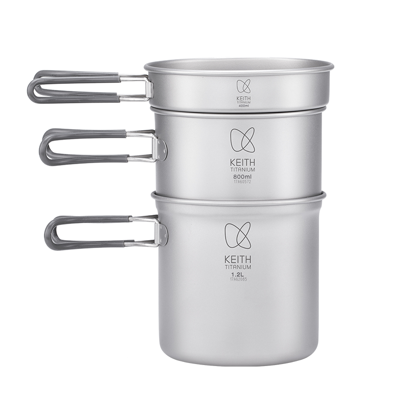 KEITH Titanium Ti6014 3-Piece Pot and Pan Cook Set - 2400ml