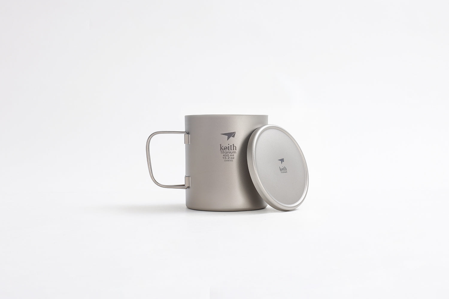 Keith Titanium Ti3353 Double-Wall Mug with Folding Handle and Lid - 450ml