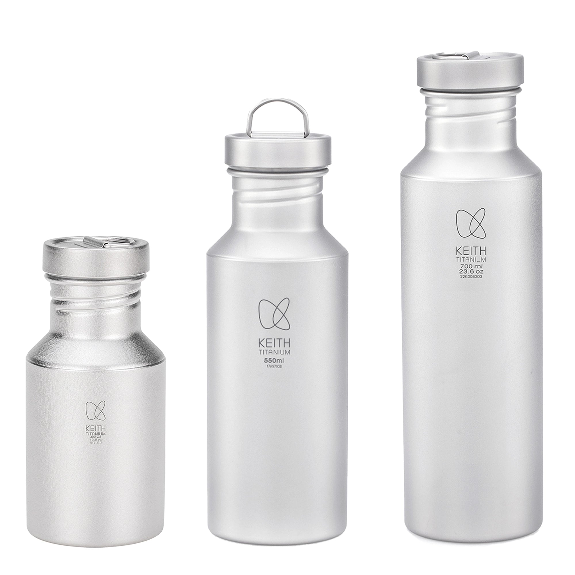 KEITH チタン製プラスチックフリースポーツボトル スリーブ付き、400ml