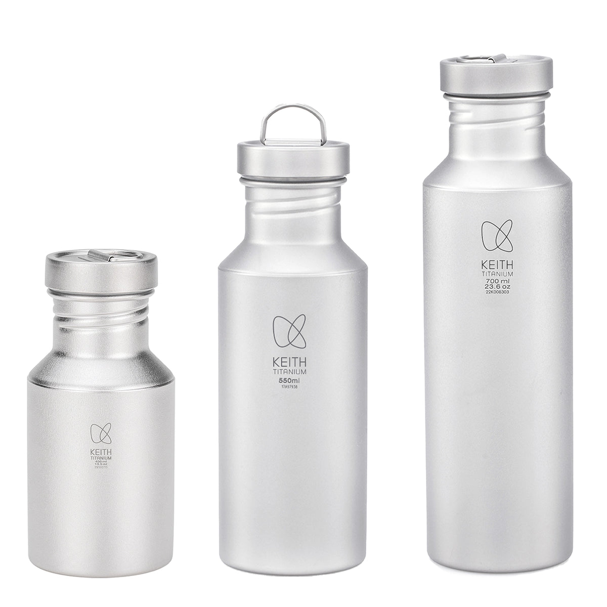 KEITH チタン製プラスチックフリースポーツボトル スリーブ付き、400ml