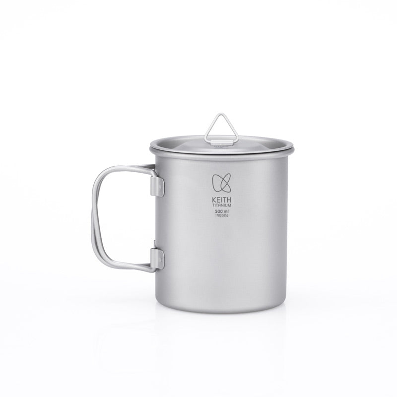 KEITH Titanium Ti3201 Single-Wall Mug with Folding Handle and Lid - 300ml