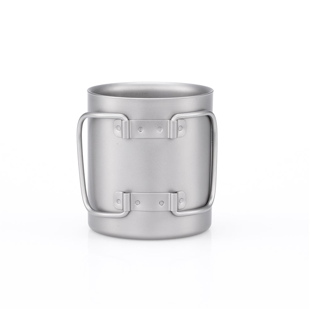 KEITH Titanium Ti3351 Double-Wall Mug with Folding Handle and Lid - 7.4 fl oz