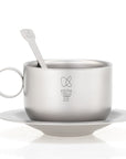 KEITH Titanium Ti3601 Double-Wall Coffee Cup with Saucer and