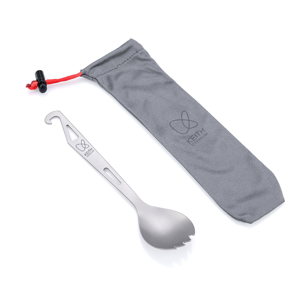 KEITH Titanium Ti5311 Spork with Bottle Opener (Custom Pouch Included)