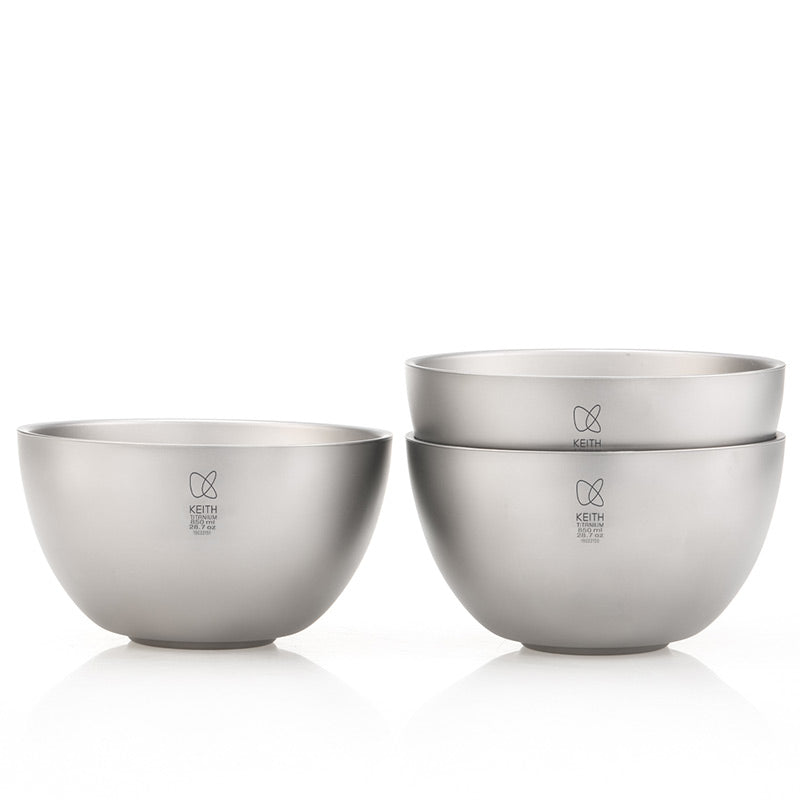 KEITH Titanium Ti5355 Double-Wall Insulated Bowl, 28.7 oz | Plastic-Free and Eco-Friendly