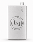 Custom engraved titanium hip flask with groomsman monogram and wedding date