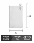 KEITH Titanium Ti9307 pocket flask size chart with 200ml capacity, 80g weight, and 80 x 151mm dimensions