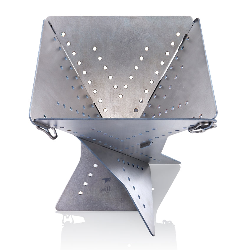Top view of the Keith Titanium Ti1801 modular fire pit on a white background