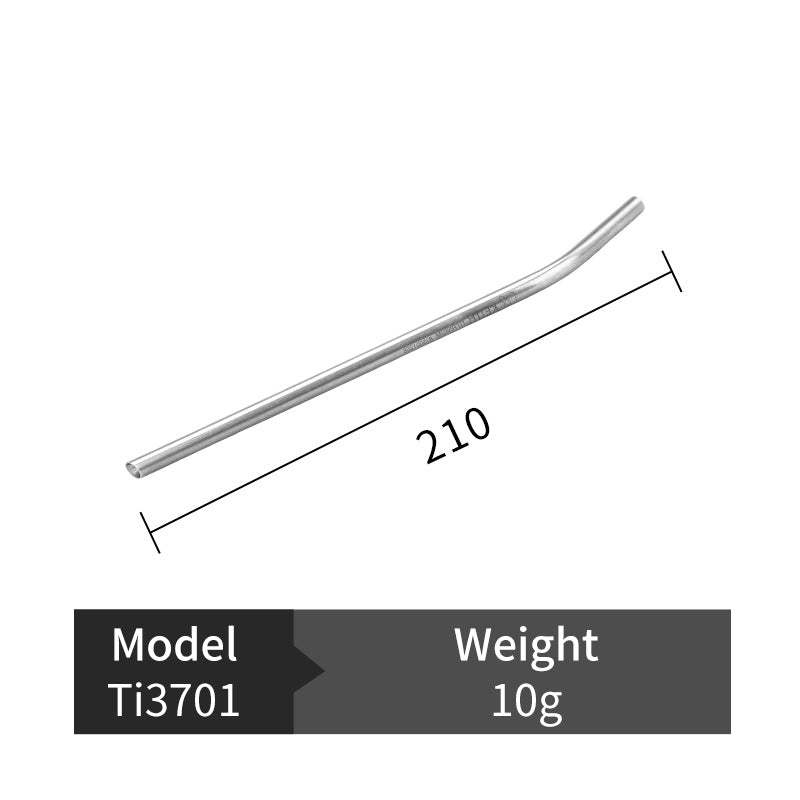 長さ210 mm、重量10 gを示すKEITH Titanium Ti3701ストローのサイズ図