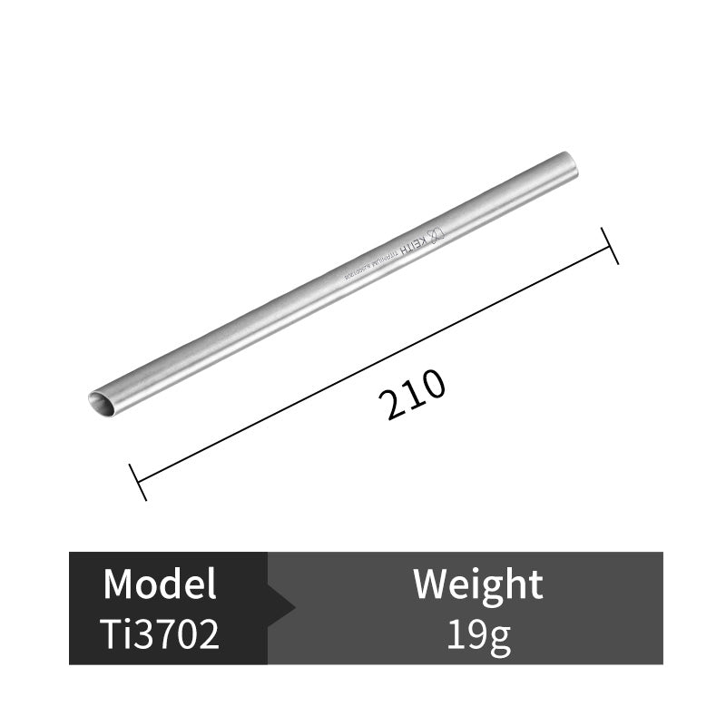 Spec graphic for the Keith Titanium Ti3702 straw showing 210 mm length and 19 g weight