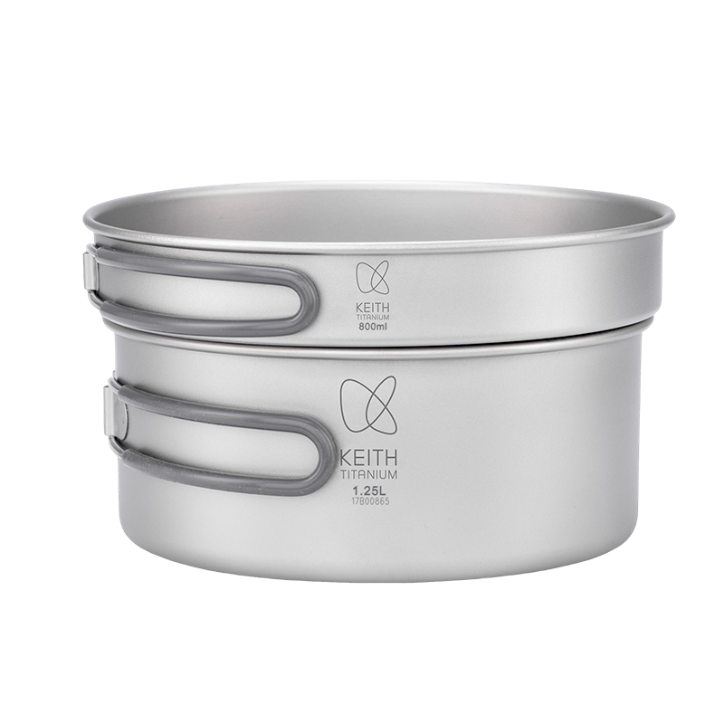 Keith Titanium Ti6017 two-piece pot and pan cook set stacked on a white background