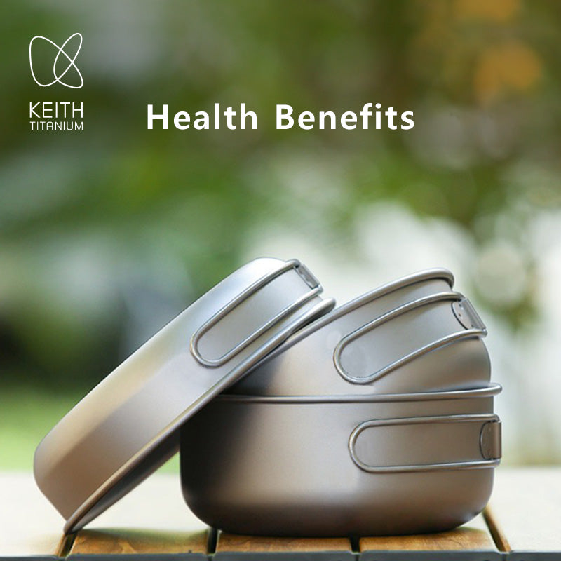 Keith Titanium Ti6053 three-piece cook set opened and stacked on an outdoor table
