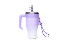 Lavender Purple KEITH Titanium Ti3273 straw cup with handle, sleeve, and braided lanyard on a white background