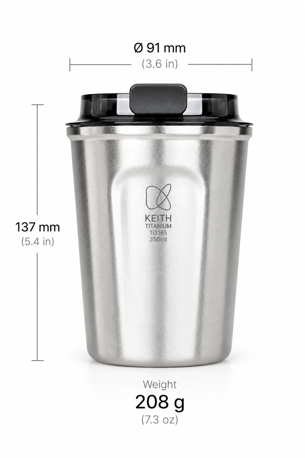 KEITH Titanium Vacuum Coffee Cup 350ml - Ti3165