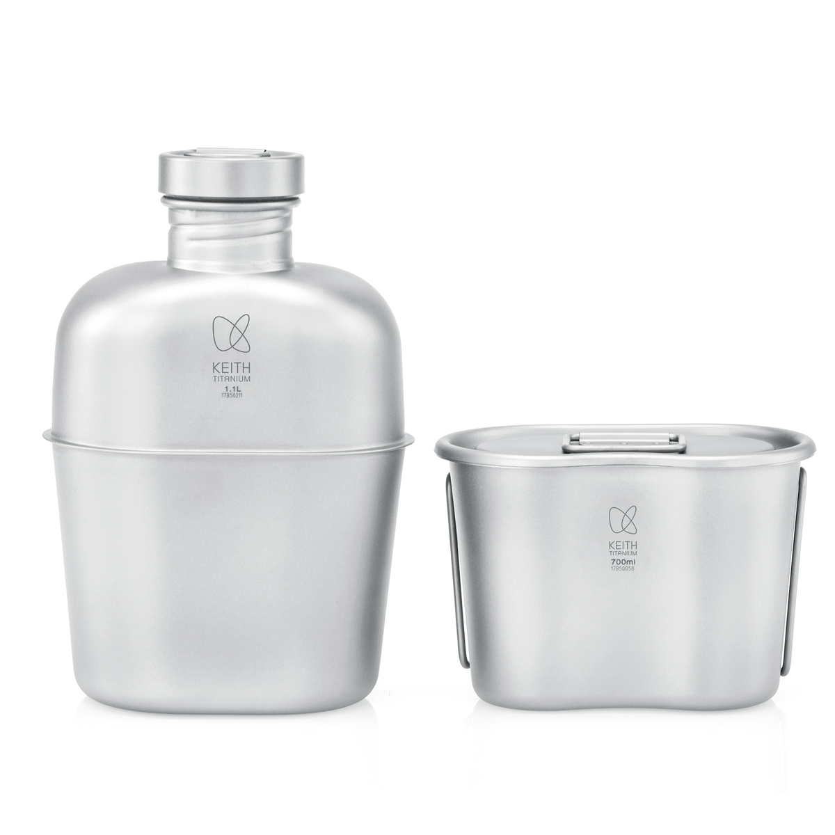 KEITH Titanium Canteen Mess Kit, 1100ml Bottle + 700ml Cup - Ti3060