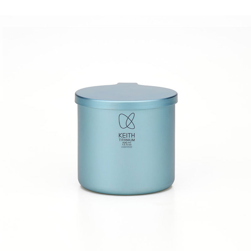 Keith Titanium lake cyan radiant spectrum cup with lid on a white background