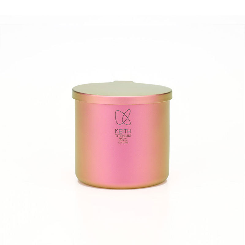 Keith Titanium flamingo pink radiant spectrum cup with lid on a white background