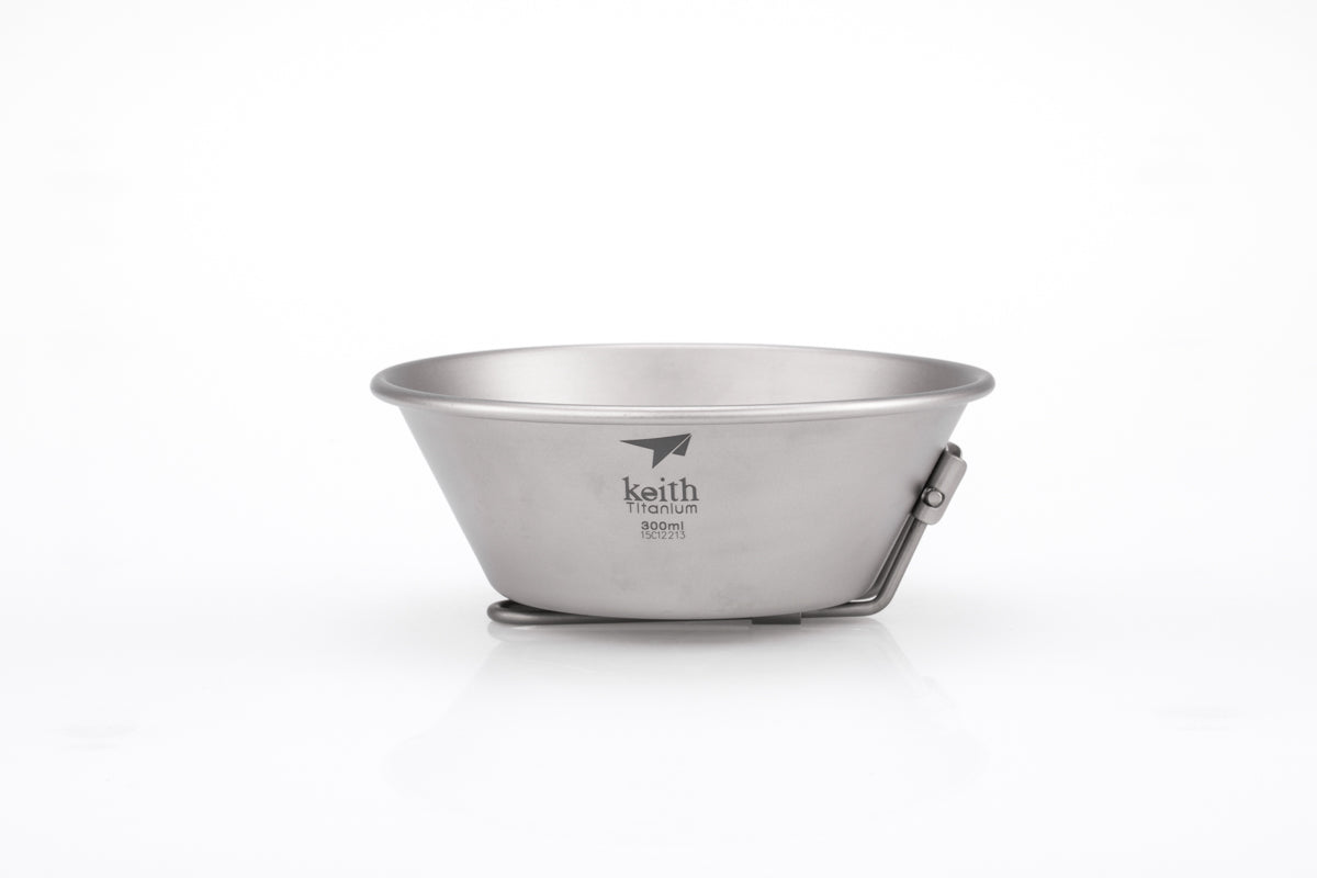 Keith Titanium Ti5320 300 ml single-wall bowl with folding handle on a white background