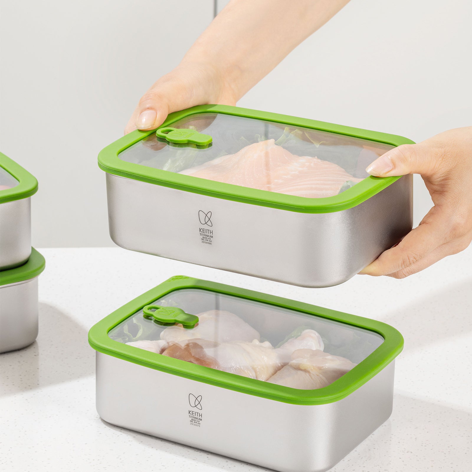 KEITH Titanium Storage Container with Glass Lid, 800ml - Ti5386