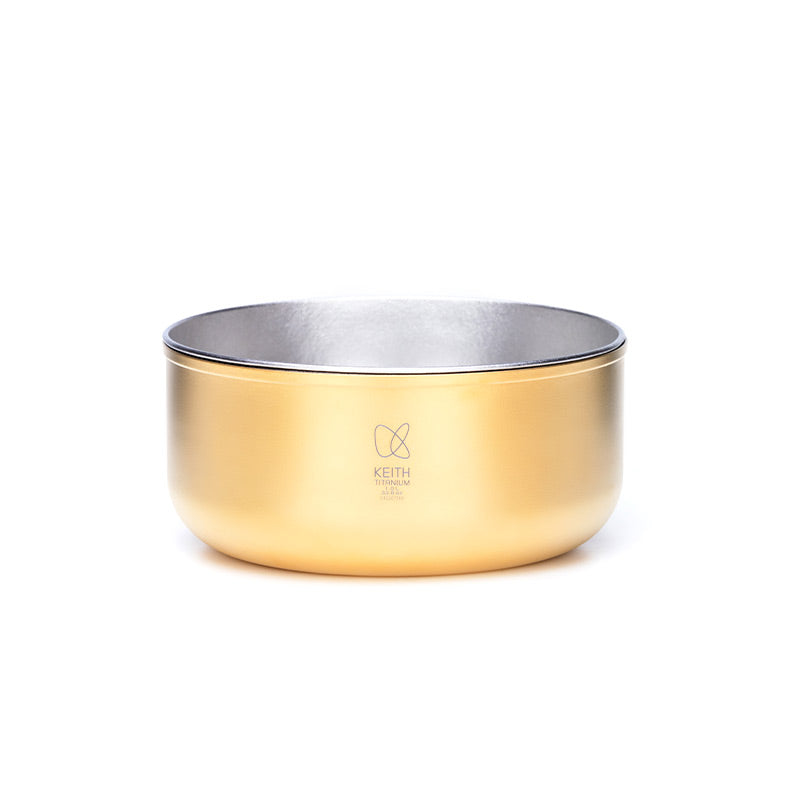 Keith Titanium Ti5451 CC lunch box in gilt gold with lid removed on a white background